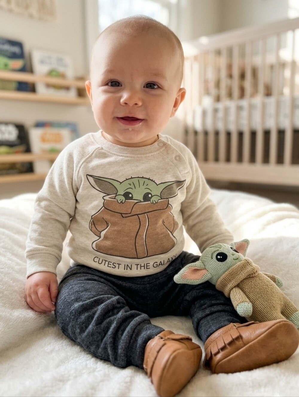 Star Wars Two-Piece Fleece Sweat Long Sleeves Shirt Pants Grogu Mandalorian Yoda